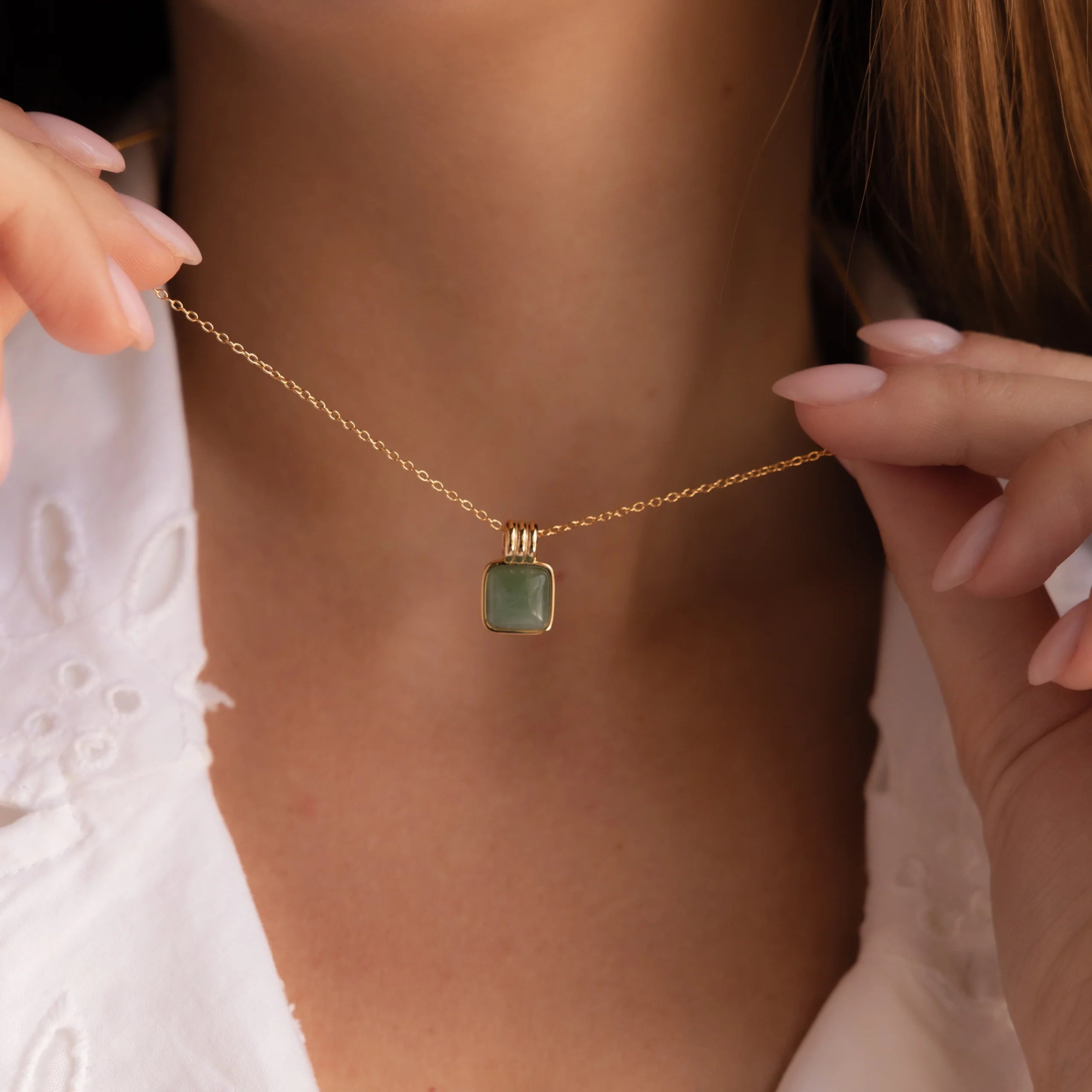 Jade Pendant Necklace 18K Gold