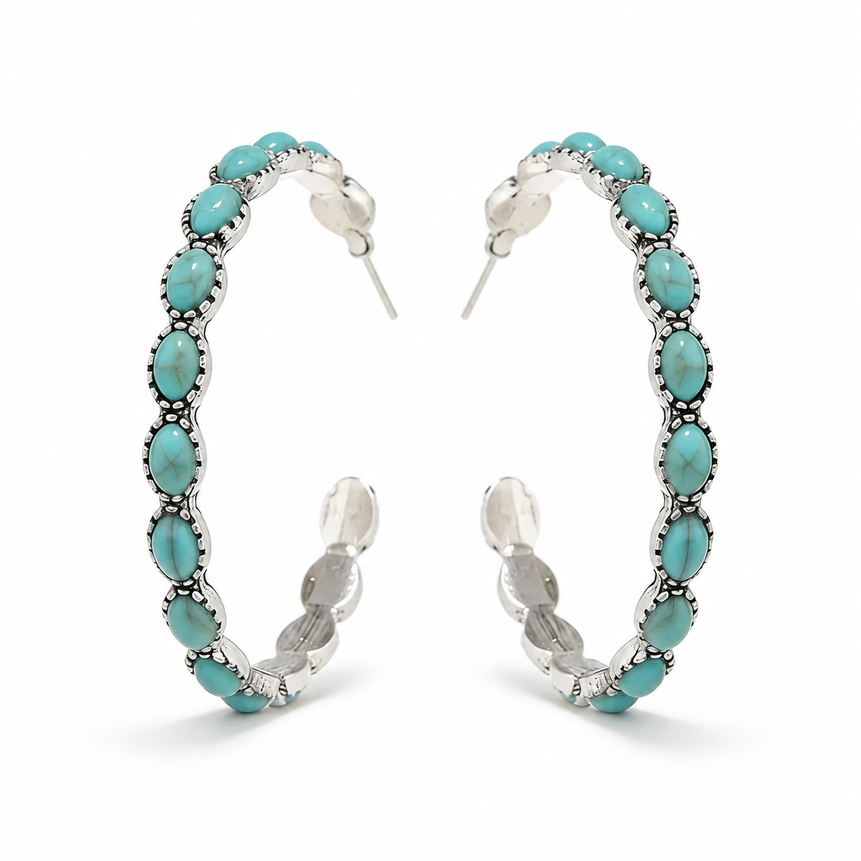 Original Turquoise Crown Hoops