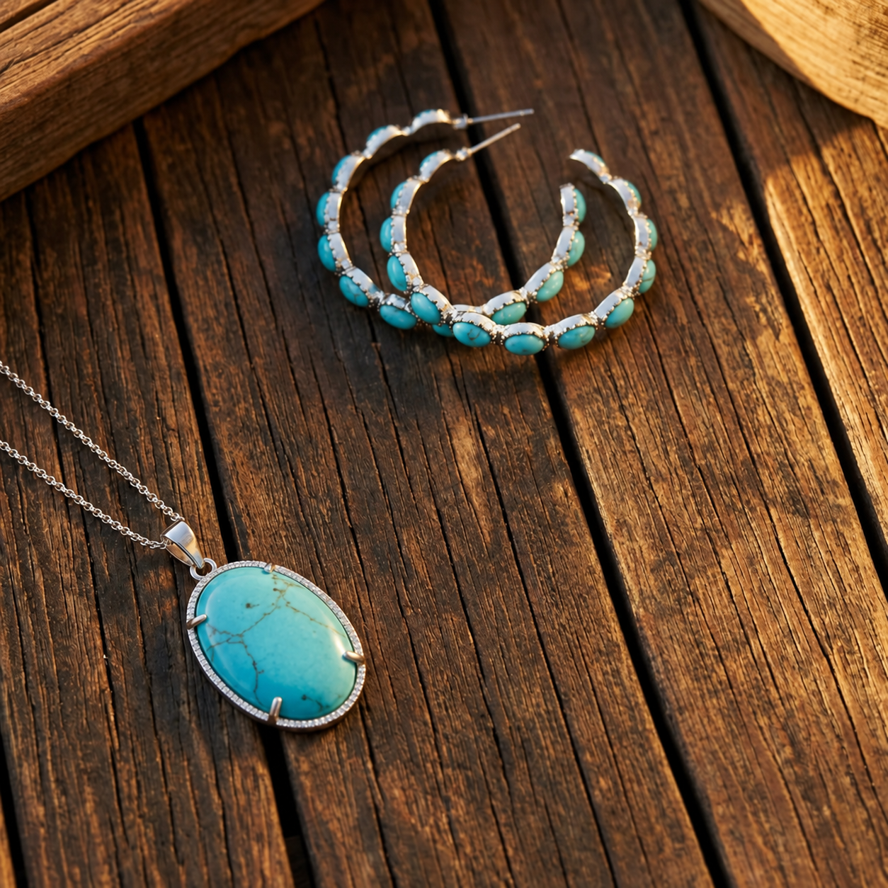 Original Turquoise Crown Hoops
