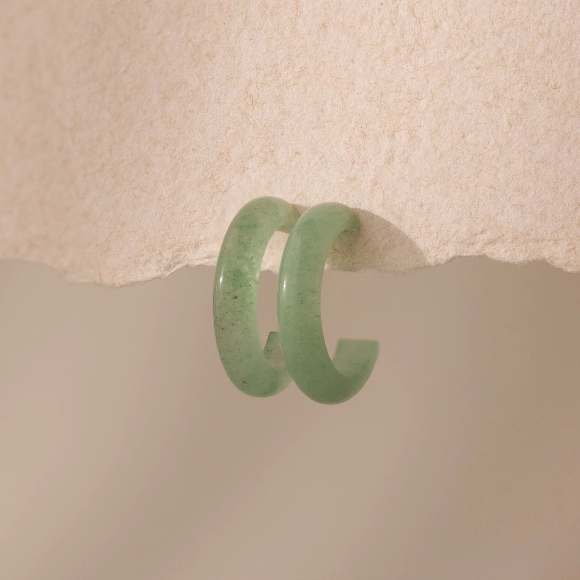 Jade Hoop Earrings 18K Gold