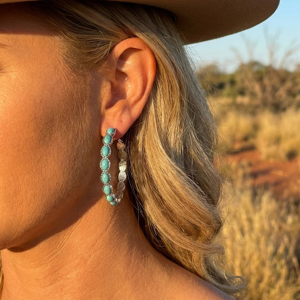 Original Turquoise Crown Hoops